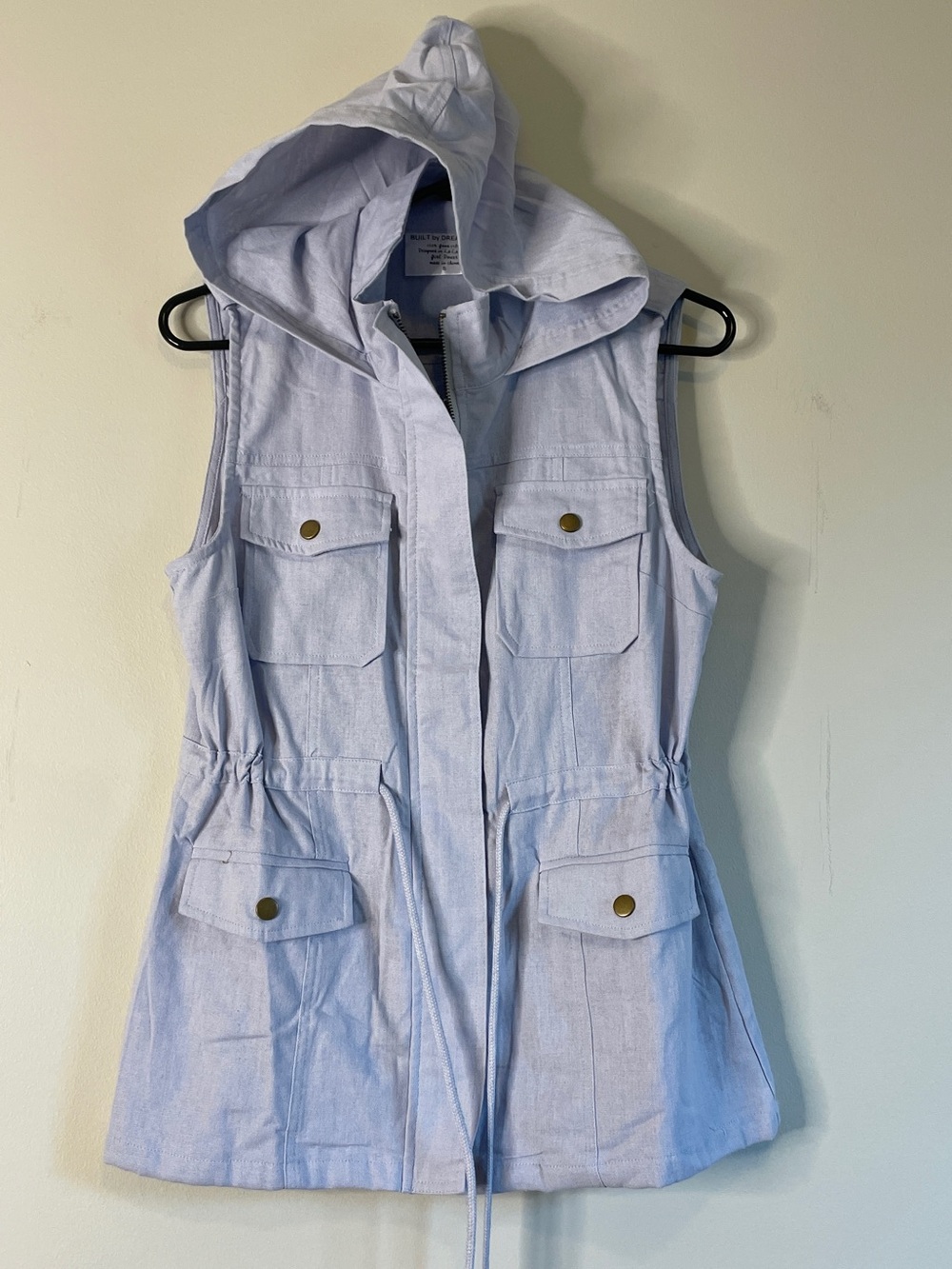 Built by Dreamers Sleeveless Hooded Utility Vest in Light Blue - Brand: Unknown